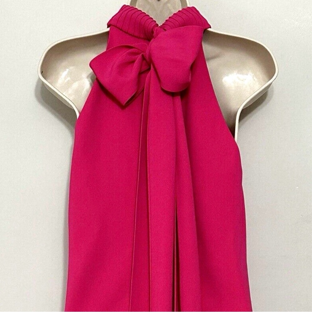 Brandon Maxwell Womens Dress 2 Hot Pink High Neck Bow Halter Cocktail Mini Event - Picture 5 of 11